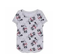 CERDÁ LIFE'S LITTLE MOMENTS Femme Manches Courtes Minnie Mouse | T-Shirt d'été 100% Coton - Licence Officielle Disney, Gris, XL