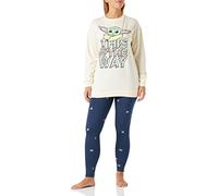 CERDÁ LIFE'S LITTLE MOMENTS Femme Pyjama Femme D'hiver Baby Yoda [ The Mandalorian ] 100% Coton avec T-shirt et Pantalon - Licence Ensemble de pijama, Blanc, S EU