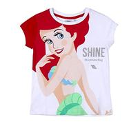 CERDÁ LIFE'S LITTLE MOMENTS Fille Manche Courte de Ariel la Petite Sirène pour l'Été | T-Shirt 100% Coton-Licence Officielle Disney, Blanc, 4 Ans
