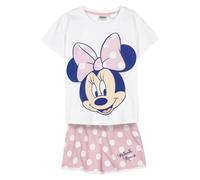 CERDÁ LIFE'S LITTLE MOMENTS Pyjama Minnie Mouse pour Enfants - Blanc et Rose - Taille 4 Ans - Pyjama Court en 100% Coton 145 g/m² - Imprimé Minnie Mouse - Produit Original Fabriqué en Espagne