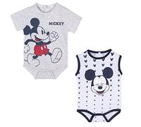 CERDÁ LIFE'S LITTLE MOMENTS Garçon Lot de 2 Body Vêtement pour Bébé 100% Coton de Mickey Mouse-Licence Officielle Disney, Blanc, 9 Mois