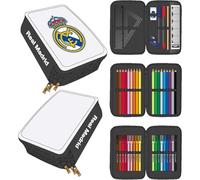 CERDÁ LIFE'S LITTLE MOMENTS Giotto Trousse avec Accessoires Real Madrid avec Crayons, marqueurs et stylos | Trousse Scolaire Triple pour Fans de Football, Not Description :, 12.5x6.5x19.5 cm, Licence