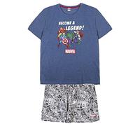 CERDÁ LIFE'S LITTLE MOMENTS Homme Ensemble de Pyjama à Manches Courtes 2 pièces (t-Shirt + Pantalon pyja) avec Les Personnages [The Avengers] Licence Officielle Marvel | Taille S, Gris
