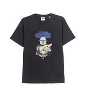 CERDÁ LIFE'S LITTLE MOMENTS Homme The Mandalorian T-Shirt d'été à Manches Courtes 100% Coton Licence Officielle Star Wars, Noir, XXL