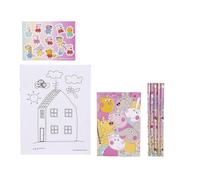 CERDÁ LIFE'S LITTLE MOMENTS Kit de Papeterie avec Coloriages Peppa Pig - avec Motifs de la Série - Inclut 5 Crayons, Autocollants et Carnets - en Papier - Produit Original Conçu en Espagne
