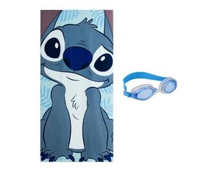 CERDÁ Life's Little Moments Lilo & Stitch Ensemble de Serviettes et Lunettes en Microfibre de Polyester à séchage Rapide pour Salle de Bain, Plage et Natation