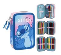 CERDÁ LIFE'S LITTLE MOMENTS Lilo & Stitch Trousse à crayons avec 2 compartiments zippés remplie de papeterie pour l'école, l'art et les voyages