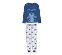 CERDÁ LIFE'S LITTLE MOMENTS Long Single Jersey Design Exclusif, Confortable et Doux - Pyjama Stitch Unisexe pour Adulte, Bleu, L