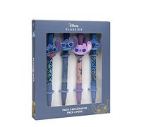 CERDÁ LIFE'S LITTLE MOMENTS - Lot de 4 Stylos à Bille Noirs Originaux de Stitch | Un Cadeau de Papeterie Original pour les Fans Licence Officielle - Disney 2700000344 Multicolore