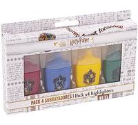 CERDÁ LIFE'S LITTLE MOMENTS Lot de 4 Surligneurs Harry Potter - Format Mini - en Rouge, Bleu, Jaune et Vert - avec Dessins Pourlard - en Plastique ABS - Produit Original Conçu en Espagne