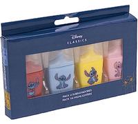 CERDÁ LIFE'S LITTLE MOMENTS Lot de 4 Surligneurs Stitch - Format Mini - en Rouge, Bleu, Jaune et Vert - avec Dessins Film Disney - en Plastique ABS - Produit Original Conçu en Espagne
