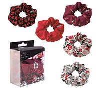 CERDÁ LIFE'S LITTLE MOMENTS - Lot de 5 chouchous en tissu avec motifs Minnie Mouse |Couleur Rouge - Licence Officielle Disney