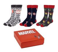 MARVEL Chaussettes Multicolores - 3 Paires Taille 35 à 41 - Chaussettes Longues en Coton, Polyamide et Elasthanne - Produit Original Conçu en Espagne