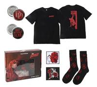 CERDÁ Life's Little Moments Marvel Daredevil T-Shirt Unisexe pour Adulte, Taille L, Manches Courtes, Couleur Noir, imprimé Rouge, Style Bande dessinée, col Rond, Cadeau Fans