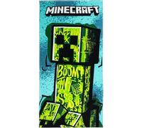 CERDÁ LIFE'S LITTLE MOMENTS Minecraft Kids Towel - Multicolore - 70x140cm - 100% Coton 320 g/m² - Petite Serviette - Imprimé Creeper - Produit Original Fabriqué en Espagne