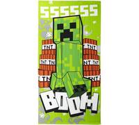 CERDÁ LIFE'S LITTLE MOMENTS Minecraft Kids Towel - Vert - 70x140cm - 100% Polyester 240gsm - Petite Serviette - Creeper avec explosifs - Produit Original Fabriqué en Espagne