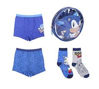 CERDÁ LIFE'S LITTLE MOMENTS Pack Boxer Y Calcetines Sonic Para Niños-Licencia Oficial Sega Ankle, Multicolore, Taille Unique Baby Boys