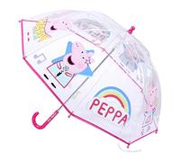 CERDÁ LIFE'S LITTLE MOMENTS - Parapluie Transparent Fille de Peppa Pig - Ouverture Manuelle avec Mécanisme Anti-Vent et Protection aux Baleines pour Plus de Sécurité - Licence Officielle Hasbro Rose