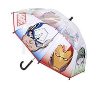 CERDÁ LIFE'S LITTLE MOMENTS, Parapluie Transparent Garçon des Avengers, Ouverture Manuelle, Mécanisme Anti-Vent et Protection aux Baleines Plus Sécurité, Licence Officielle Marvel Taille Unique Rouge