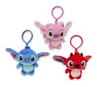 CERDÁ Life's Little Moments Porte-clés en Peluche Disney Stitch, Ange et Leroy avec Crochet en Plastique - Accessoire pour Enfants pour Sacs à Dos, Sacs et Trousses - Doux, léger et sous Licence
