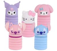 CERDÁ LIFE'S LITTLE MOMENTS - Porte-stylo en silicone Pop Up avec personnages 3D | Design Stitch, Angel, Hello Kitty, My Melody, Kuromi - Trousse souple extensible pour stylos et crayons [Blanc Hello