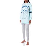 CERDÁ LIFE'S LITTLE MOMENTS Pyjama Femme d'hiver de Stitch 100% Coton avec T-Shirt à Manches Longues et Pantalon Long-Licence Officielle Disney Ensemble de Pijama, Bleu, XL