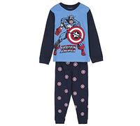 CERDÁ LIFE'S LITTLE MOMENTS - Pyjama Garçon d'hiver du Capitan America 100% Coton avec T-Shirt à Manches Longues et Pantalon Long - Licence Officielle Marvel