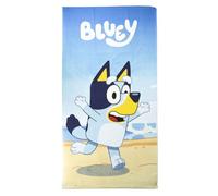 CERDÁ LIFE'S LITTLE MOMENTS Serviette de Bain Bluey - Bleu et Marron - 70x140 cm - 100% Polyester 250 GSM - Petite Serviette - Imprimé Bluey - Produit Original Fabriqué en Espagne