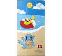 CERDÁ LIFE'S LITTLE MOMENTS Serviette de Bain Pokémon - Bleu et Marron - 70x140 cm - 100% Polyester 240 g/m² - Petite Serviette - Imprimé Pikachu et Squirtle - Produit Original Fabriqué en Espagne