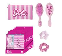 CERDÁ LIFE'S LITTLE MOMENTS - Set de Beauté Barbie - Rose - Set Complet - Comprend Une Brosse à Cheveux, 2 Couettes et Une Trousse - Produit Original