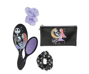 CERDÁ Life's Little Moments - Set de beauté L'Étrange Noël de Monsieur Jack - Noir - Set Complet - Comprend Une Brosse à Cheveux, 2 nattes et Une Pochette - Produit Original