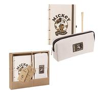 CERDÁ Set de papeterie Mickey Mouse – Cahier A5 21x13 cm, trousse coton, stylo bille noir