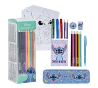 CERDÁ LIFE'S LITTLE MOMENTS Set de papeterie Stitch Inspired - Bleu - 11 x 24 x 24 x 9,5 cm - Comprend tout ce dont vous avez besoin pour colorier - Produit original conçu en Espagne