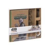 CERDÁ LIFE'S LITTLE MOMENTS - Set de Papeterie The Mandalorien & Baby Yoda Comprend un Cahier - Un Stylo à Bille Noir en Métal, du Ruban Adhésif, des Trombones avec des Formes et 2 Trombones en Métal