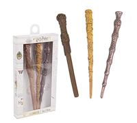 CERDÁ Life's Little Moments - Set d'Écriture Harry Potter - Pack de 3 Stylos Noirs en Forme de Baguettes de Harry Potter, Dumbledore et Hermione - Licence Officielle Warner Bros