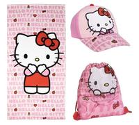 CERDÁ LIFE'S LITTLE MOMENTS Set Saquito HK Summer 2025 Casquette de Baseball, Toalla Gorra y Bolsa Hello Kitty, Taille Unique Mixte