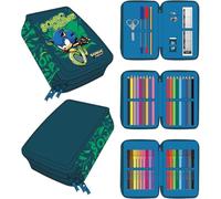 CERDÁ LIFE'S LITTLE MOMENTS Trousse à Crayons Sonic à 3 Compartiments - Dark Blue - 12,5 x 6,5 x 19,5 cm - Fermeture éclair - Accessoires Inclus - Produit Original conçu en Espagne