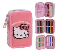 CERDÁ LIFE'S LITTLE MOMENTS Trousse avec Accessoires Giotto Hello Kitty avec marqueurs, Crayons et stylos | Trousse Triple pour Enfant avec Motif Sanrio, Hello Kitty, 12.5x6.5x19.5 cm, Licence