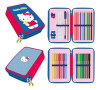 CERDÁ LIFE'S LITTLE MOMENTS Trousse avec Accessoires Hello Kitty avec Crayons, feutres et stylos - Trousse Scolaire Triple avec Motif Sanri