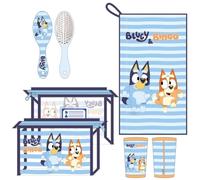 CERDÁ LIFE'S LITTLE MOMENTS Trousse de toilette de voyage Bluey - Bleu clair - 23 x 15 x 15 x 8 cm - Grande capacité de stockage - Fermeture à glissière - Produit original conçu en Espagne