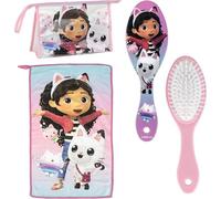 CERDÁ LIFE'S LITTLE MOMENTS Trousse de toilette de voyage Gabby's Dollhouse avec peigne, serviette et trousse de toilette - Ensemble d'hygiène personnelle portable pour filles