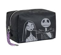 CERDÁ LIFE'S LITTLE MOMENTS - Trousse de Toilette de Voyage L'Étrange Noël de Monsieur Jack - Noir - Grande Capacité de Stockage - Fermeture éclair - Impression de Jack et Sally - Produit Original