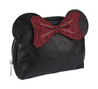 CERDÁ LIFE'S LITTLE MOMENTS - Trousse de Toilette de Voyage Minnie - Noir - Grande Capacité de Rangement - Fermeture éclair - Impression nœud Minnie - Produit Original