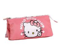 CERDÁ LIFE'S LITTLE MOMENTS Trousse Hello Kitty à 3 compartiments et fermetures éclair résistantes | Grande trousse Hello Kitty pour filles, organiseur de fournitures scolaires et d'accessoires