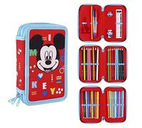 CERDÁ LIFE'S LITTLE MOMENTS - Trousse Scolaire 3 Compartiments de Mickey Mouse | Comprend Toutes les Fournitures Scolaires Nécessaires - Licence Officielle Disney