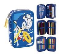 CERDÁ Life's Little Moments Trousse Sonic avec 3 Compartiments à Fermeture éclair remplies de Papeterie pour école, Art et Voyage