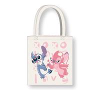 Cerdà Lilo et Stitch Tote Bag à longues poignées - 36 x 39 cm - Polyester et coton - Motif Stitch et Angel Love - Blanc