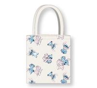 Cerdà Lilo et Stitch Tote Bag à longues poignées - 36 x 39 cm - Polyester et coton - Motif Stitch et Angel - Blanc