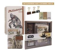 Cerdá Mandalorian The Child Set de Papeterie avec Cahier, Bloc-Notes, Autocollants et Clips-Licence Officielle Star Wars Femmes, Multicolore, Mediano
