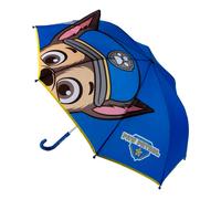 Parapluie manuel PAW Patrol pour garçons et filles - Parapluie pour enfant bleu foncé avec chase et applications 3D, ouverture manuelle, tiges en fibre de verre, licence officielle, taille unique